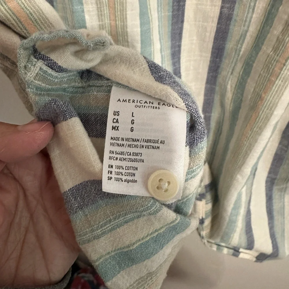 Vintage Y2K American Eagle Short Sleeve Button Down Men's Shirt Size L - Picture 6 of 6